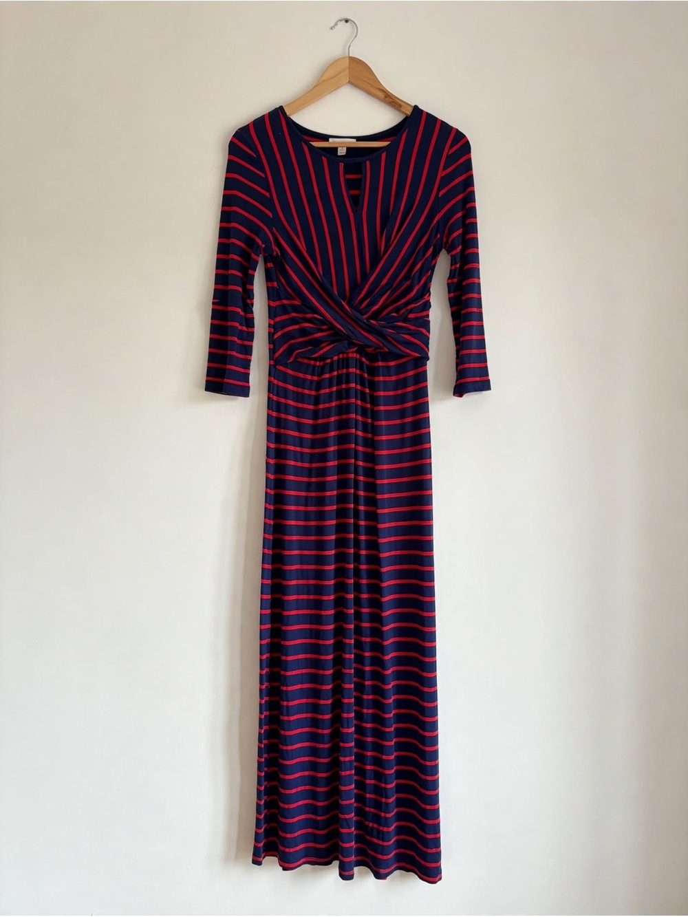 Brand new CB Established 1962 navy red stripped maxi dress L twist knot keyhole